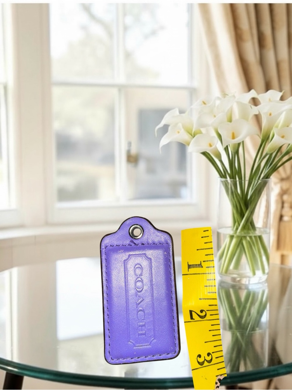 Coach Purple Leather Luggage Tag